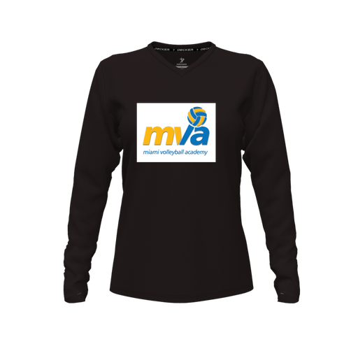 [CUS-DFW-TEES-PER-VNK-LSL-BLK-FYXS-LOGO1] Performance T-Shirt (Female Youth XS, Black, V Neck, Logo 1, Long Sleeve)