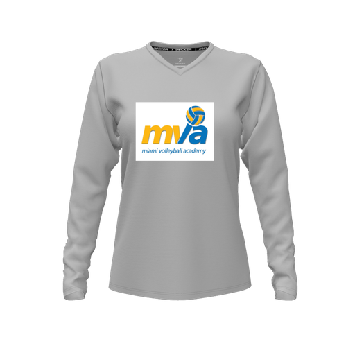 [FTLVPTGY-FYXS-LOGO1] Decker Performance T-Shirt (Female Youth XS, Gray, V Neck, Logo 1, Long Sleeve)