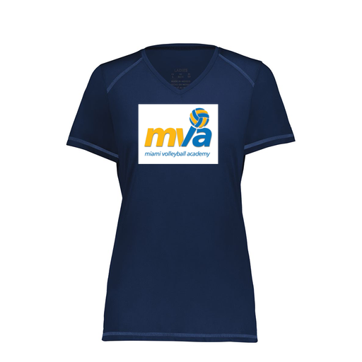 [6844.065.XS-LOGO1] Women's SoftTouch Short Sleeve (Female Adult XS, Navy, Logo 1)