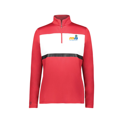 [222791.408.XS-LOGO1] Ladies Bold 1/4 Zip Pullover (Female Adult XS, Red, Logo 1)