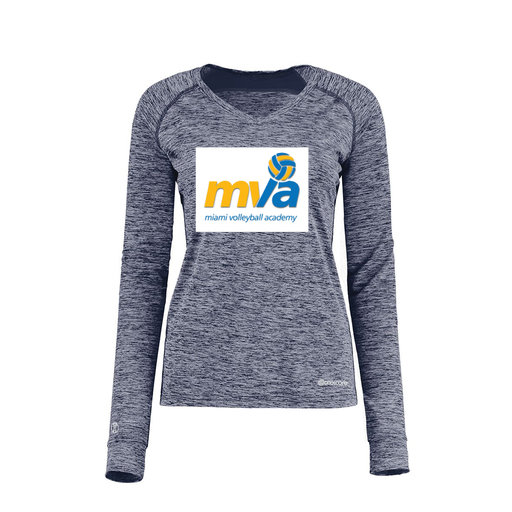 [222770.U22.XS-LOGO1] Ladies Electric Long Sleeve Shirt (Female Adult XS, Navy, Logo 1)