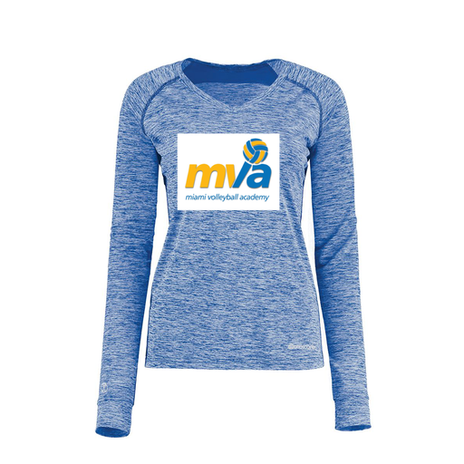 [222770.U55.XS-LOGO1] Ladies Electric Long Sleeve Shirt (Female Adult XS, Royal, Logo 1)