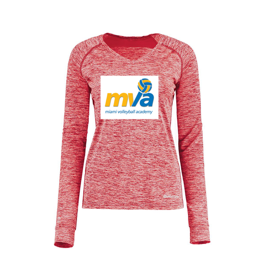 [222770.T20.XS-LOGO1] Ladies Electric Long Sleeve Shirt (Female Adult XS, Red, Logo 1)