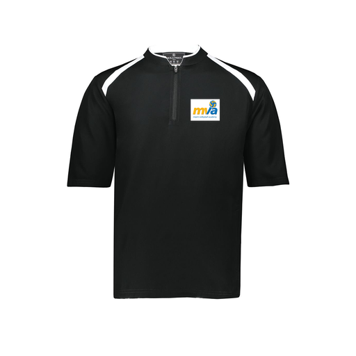 [229681-YS-BLK-LOGO1] Youth Dugout Short Sleeve Pullover (Youth S, Black, Logo 1)