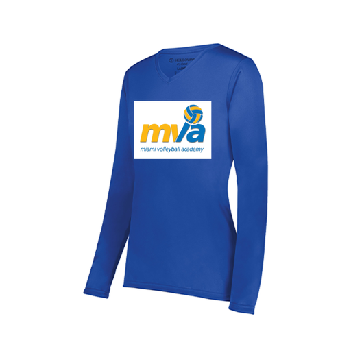 [222824.060.S-LOGO1] Ladies LS Smooth Sport Shirt (Female Adult S, Royal, Logo 1)