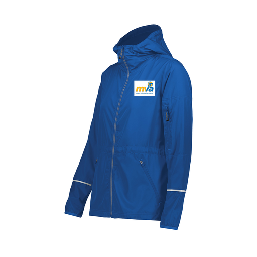 [229782.060.XS-LOGO1] Ladies Packable Full Zip Jacket (Female Adult XS, Royal, Logo 1)