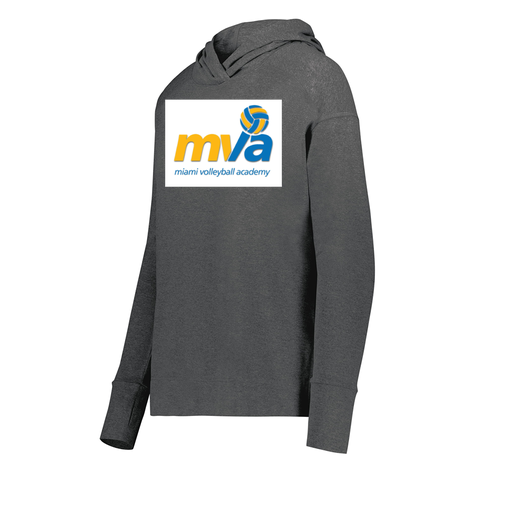 [222798-GRY-FAXS-LOGO1] Ladies Ventura Thin Knit Hoodie (Female Adult XS, Gray, Logo 1)