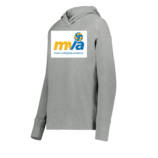 [222798-SIL-FAXS-LOGO1] Ladies Ventura Thin Knit Hoodie (Female Adult XS, Silver, Logo 1)